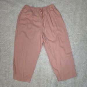 Real Comfort by Chadwicks Pink 100% Linen Capri Pants Drawstring Size 1X